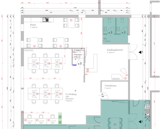 Modernes Büro in eindrucksvollem Bürohaus